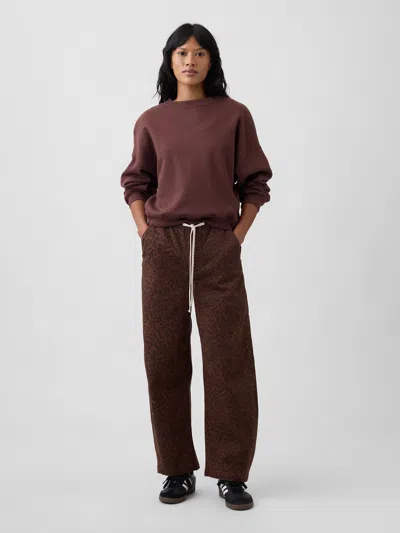 Gap Factory Mid Rise Print Pull-on Barrel Jeans In Leopard