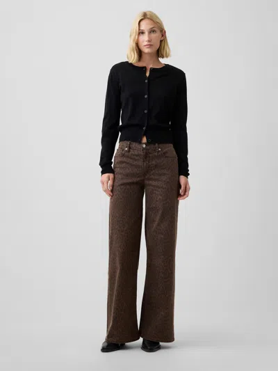 Gap Factory Mid Rise Print Wide-leg Jeans In Brown Leopard