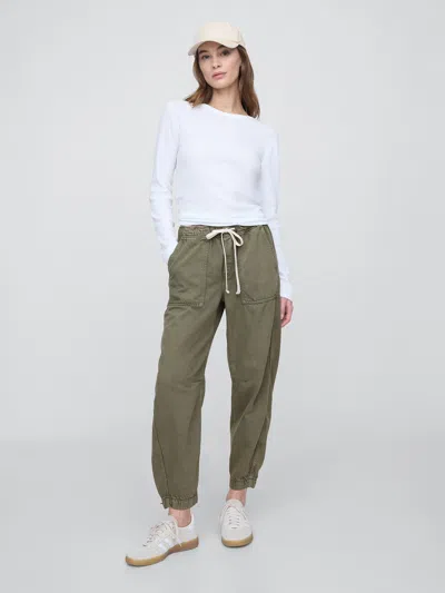 Gap Factory Mid Rise Pull-on Soft Barrel Jeans In Green