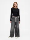 Gap Factory Mid Rise Pull-on Superlight Baggy Jeans In Black