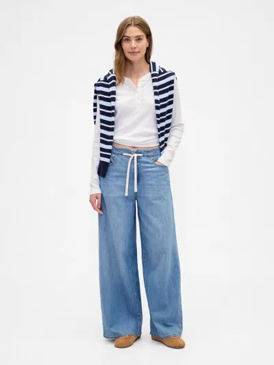 Gap Factory Mid Rise Pull-on Superlight Baggy Jeans In Blue