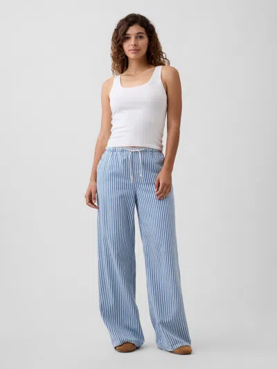 Gap Factory Mid Rise Pull-on Superlight Wide-leg Jeans In Blue