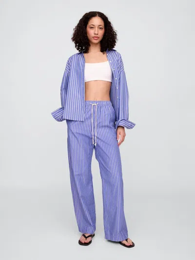 Gap Factory Mid Rise Pull-on Wide-leg Pants In Blue