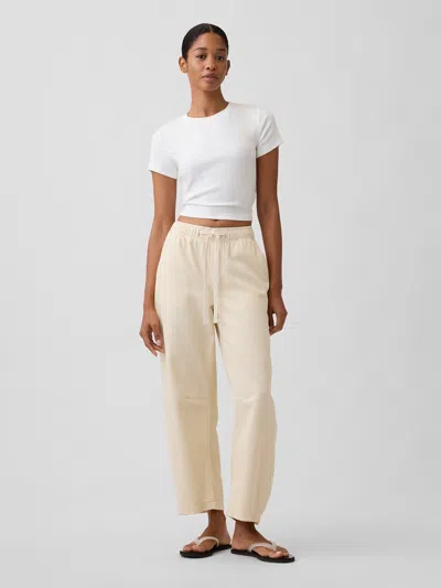 Gap Factory Mid Rise Pull-on Barrel Jeans In White