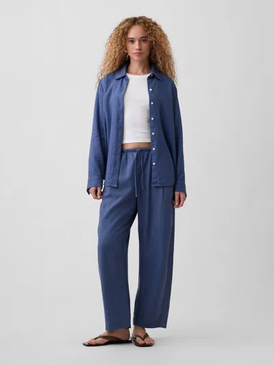 Gap Factory Mid Rise Pull-on Barrel Pants In Blue