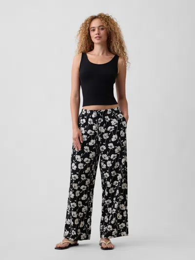 Gap Factory Mid Rise Pull-on Wide-leg Linen-blend Pants