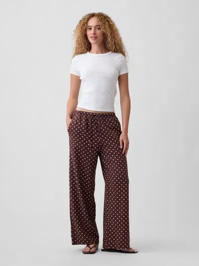 Gap Factory Mid Rise Pull-on Wide-leg Linen-blend Pants In Multi
