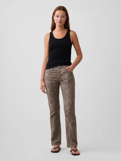 Gap Factory Mid Rise Snake Print '90s Slim Straight Jeans In Mocha