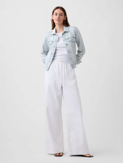 Gap Factory Mid Rise Soft Pull-on Wide-leg Jeans In White