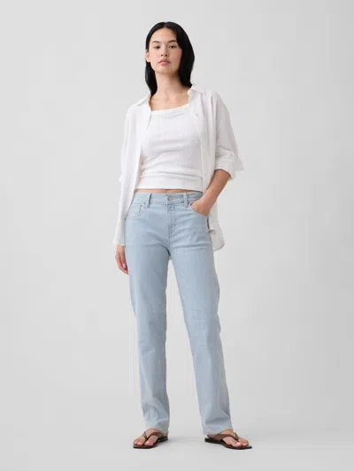 Gap Factory Mid Rise Stripe '90s Straight Jeans In Blue