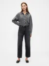 Gap Factory Mid Rise Supersoft Relaxed Straight Crop Jeans In Black