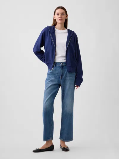 Gap Factory Mid Rise Supersoft Relaxed Straight Crop Jeans In Blue