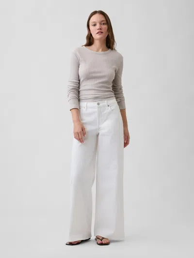 Gap Factory Mid Rise Wide-leg Jeans In White