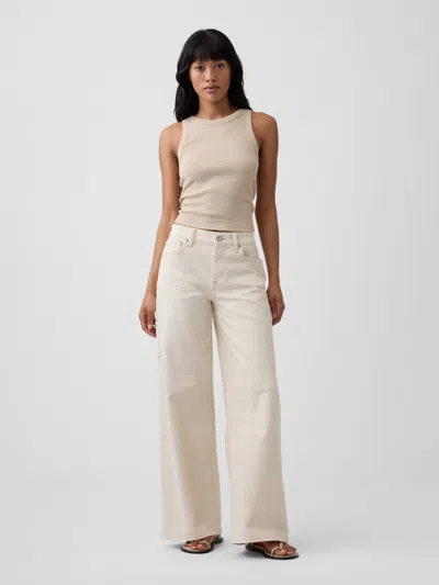 Gap Factory Mid Rise Wide-leg Carpenter Jeans In Neutral