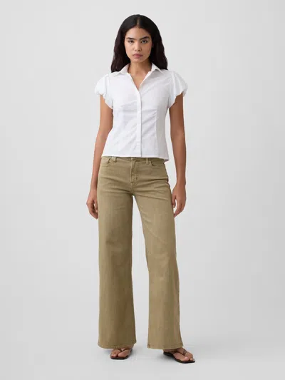 Gap Factory Mid Rise Wide-leg Jeans In Dark Chino