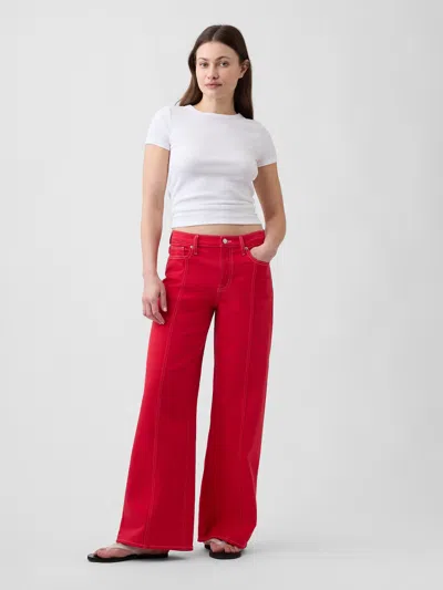 Gap Factory Mid Rise Wide-leg Jeans In Red
