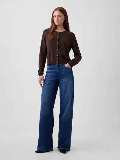 Gap Factory Mid Rise Wide-leg Sweatpant Jeans In Dark Wash Indigo