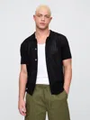 Gap Factory Mixed-stitch Crochet Vacay Shirt In Standard Fit In Black