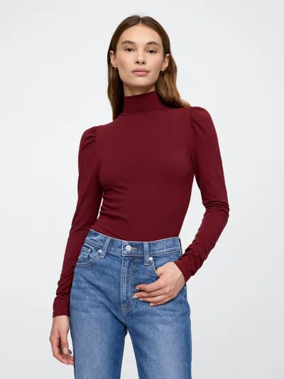 Gap Factory Mockneck Puff Sleeve T-shirt In Red