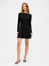 Gap Factory Modern Ribbed Boatneck Mini Dress In Black