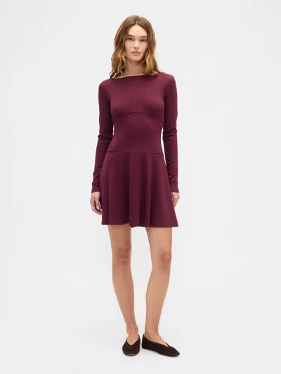 Gap Factory Modern Ribbed Boatneck Mini Dress In Red