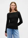 Gap Factory Modern Ribbed Boatneck T-shirt In Black