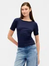 Gap Factory Modern Ribbed Boatneck T-shirt In Blue