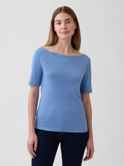 Gap Factory Modern Ribbed Boatneck T-shirt In Blue