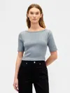 Gap Factory Modern Ribbed Boatneck T-shirt In Gray