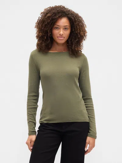 Gap Factory Modern Ribbed Boatneck T-shirt In Green