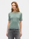Gap Factory Modern Ribbed Boatneck T-shirt In Green