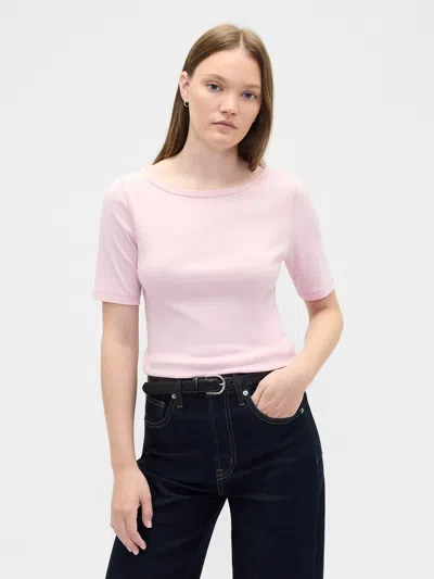 Gap Factory Modern Ribbed Boatneck T-shirt In Pink