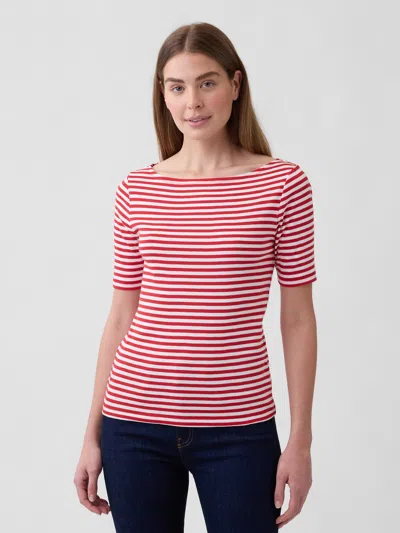 Gap Factory Modern Ribbed Boatneck T-shirt In Pink