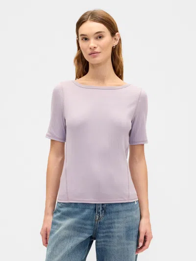 Gap Factory Modern Ribbed Boatneck T-shirt In Purple