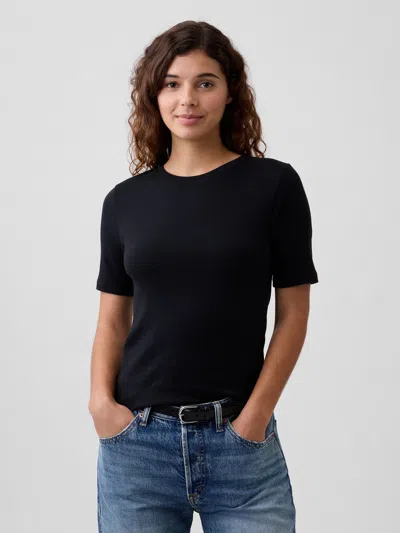 Gap Factory Modern Ribbed Crewneck T-shirt In Black