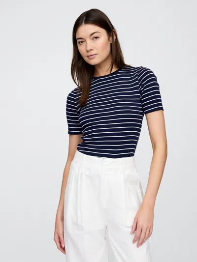 Gap Factory Modern Ribbed Crewneck T-shirt In Blue