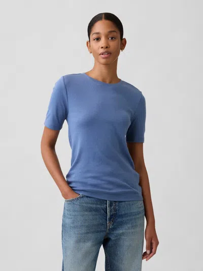 Gap Factory Modern Ribbed Crewneck T-shirt In Blue