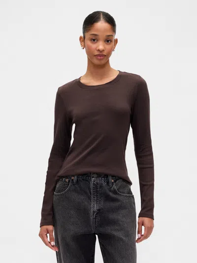 Gap Factory Modern Ribbed Crewneck T-shirt In Brown