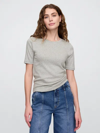 Gap Factory Modern Ribbed Crewneck T-shirt In Gray
