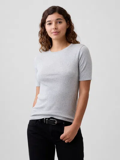 Gap Factory Modern Ribbed Crewneck T-shirt In Gray