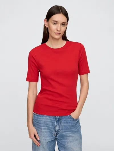 Gap Factory Modern Ribbed Crewneck T-shirt In Red
