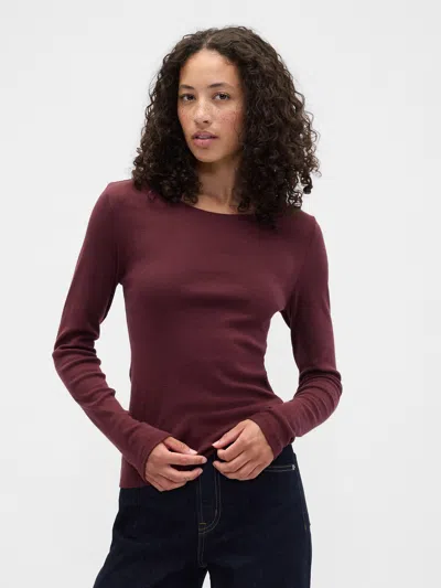 Gap Factory Modern Ribbed Crewneck T-shirt In Red