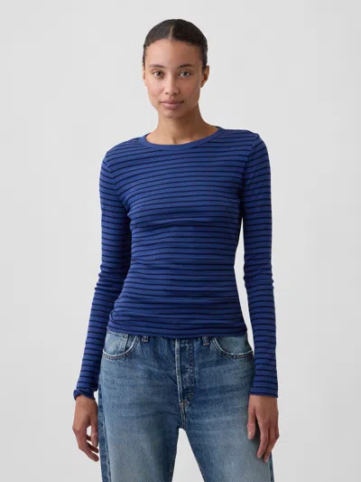 Gap Factory Modern Ribbed Crewneck T-shirt In Blue Track Stripe