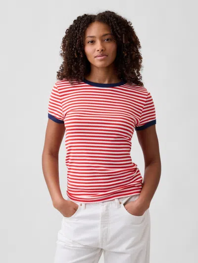 Gap Factory Modern Ribbed Crewneck T-shirt In Red