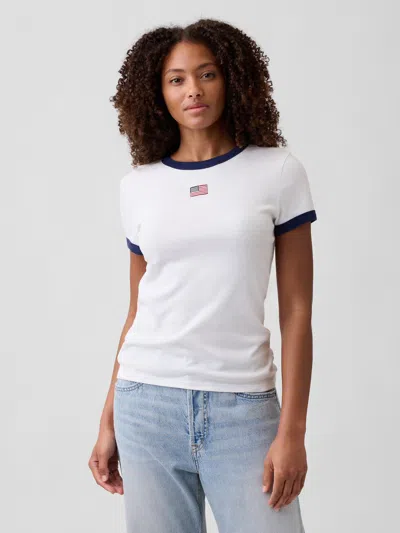 Gap Factory Modern Ribbed Crewneck T-shirt In White