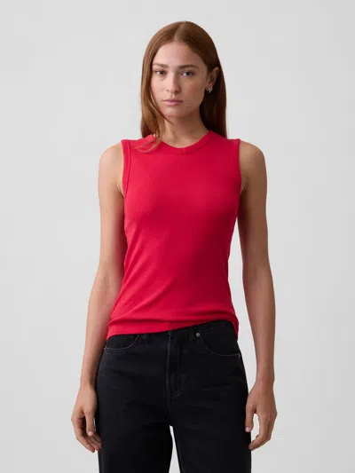 Gap Factory Modern Ribbed High-neck Tank Top In Crimson