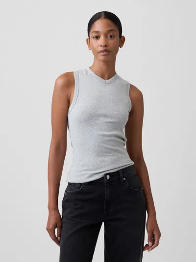 Gap Factory Modern Ribbed High-neck Tank Top In Grey