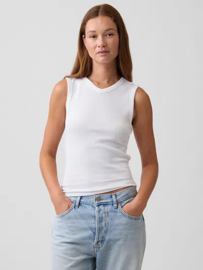 Gap Factory Modern Ribbed High-neck Tank Top In White