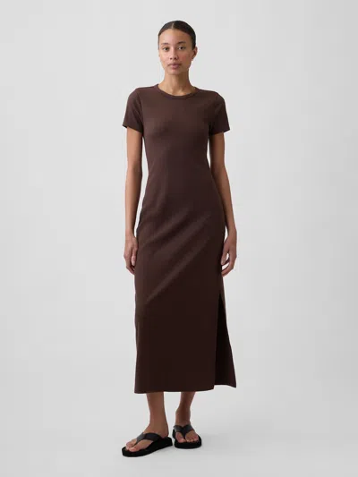 Gap Factory Modern Ribbed Maxi Dress In Woodsy Brown