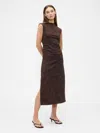 Gap Factory Modern Ribbed Mockneck Midi Dress In Brown